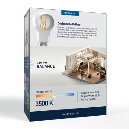 60W Replacement A19 Bright White Medium E26 Base Dimmable LED Light Bulb (4-Pack)