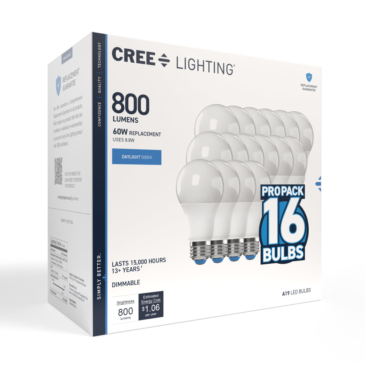60W Replacement A19 Daylight Medium E26 Base Dimmable LED Light Bulb (16-Pack)