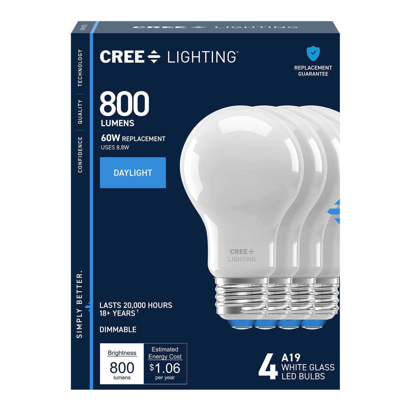 60W Replacement A19 Daylight Medium E26 Base Dimmable LED Light Bulb (4-Pack)