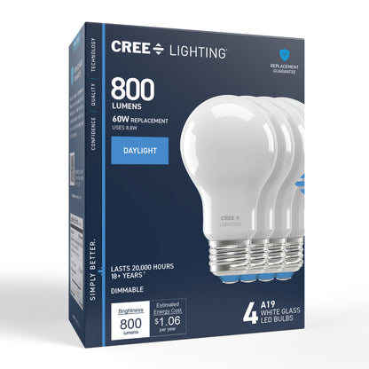 60W Replacement A19 Daylight Medium E26 Base Dimmable LED Light Bulb (4-Pack)