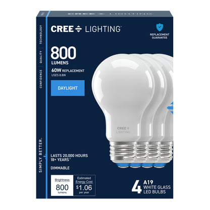 60W Replacement A19 Daylight Medium E26 Base Dimmable LED Light Bulb (4-Pack)