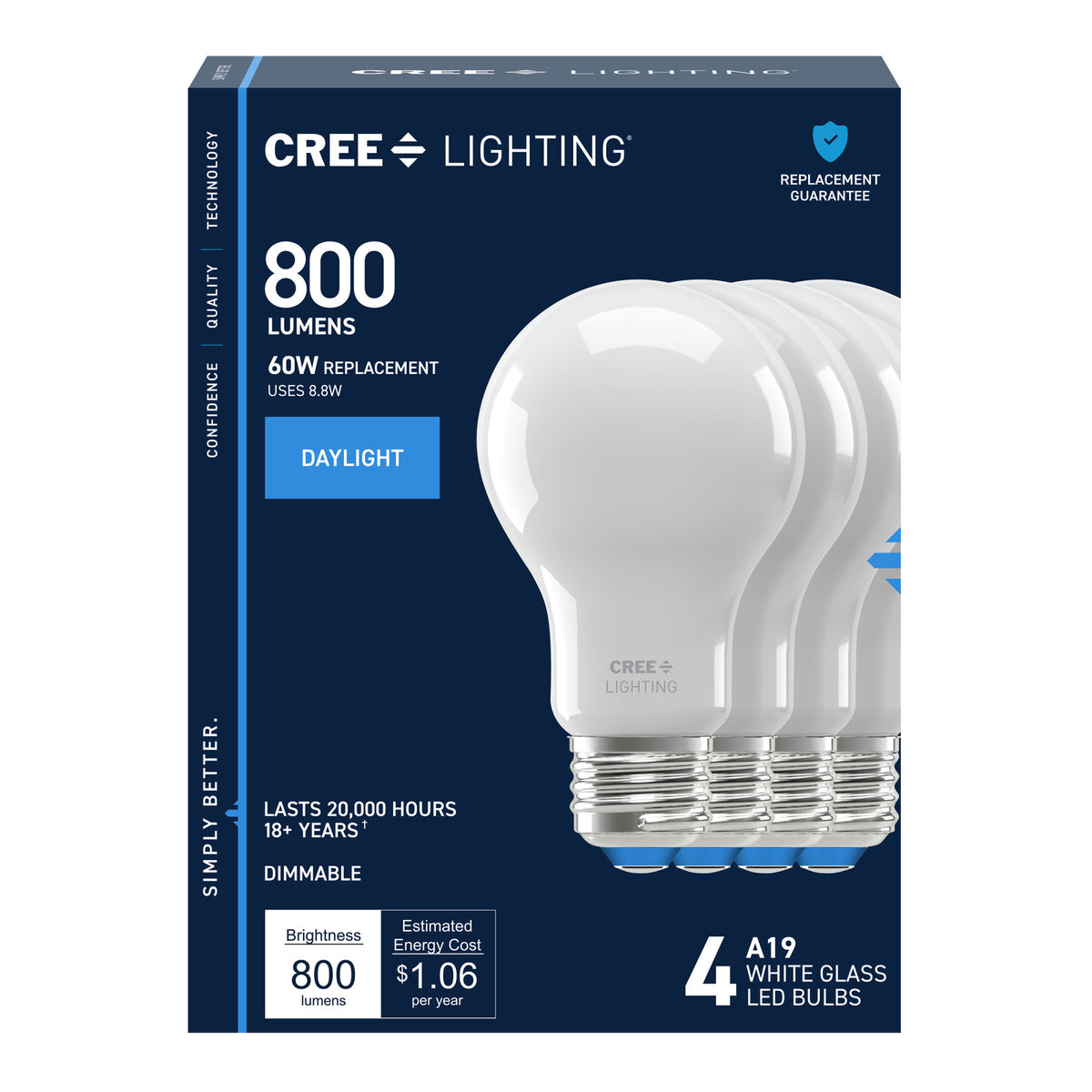 60W Replacement A19 Daylight Medium E26 Base Dimmable LED Light Bulb (4-Pack)