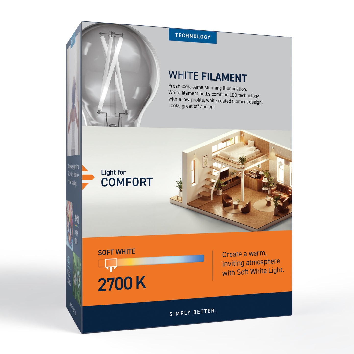 60W Replacement A19 White Filament Soft White Medium E26 Base Dimmable LED Light Bulb (4-Pack)