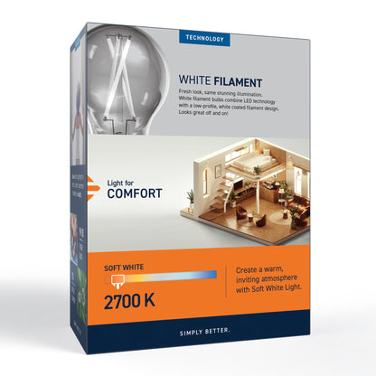 60W Replacement A19 White Filament Soft White Medium E26 Base Dimmable LED Light Bulb (4-Pack)