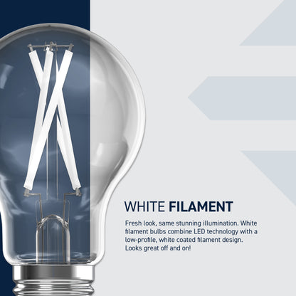 60W Replacement A19 White Filament Soft White Medium E26 Base Dimmable LED Light Bulb (4-Pack)