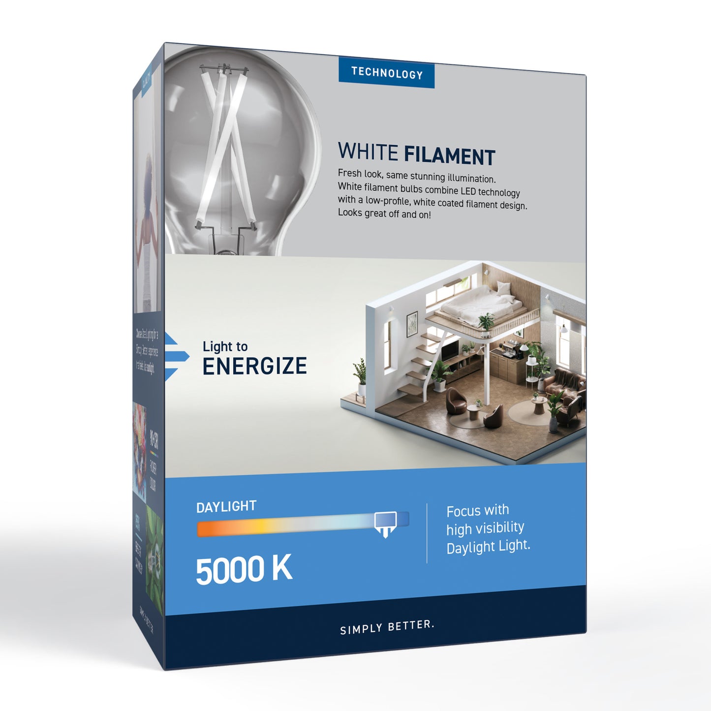 60W Replacement A19 White Filament Daylight Medium E26 Base Dimmable LED Light Bulb (4-Pack)