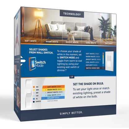 60W Replacement A19 5 Shades + Switch Mode Twist Lock GU24 Base Dimmable LED Light Bulb (2-Pack)