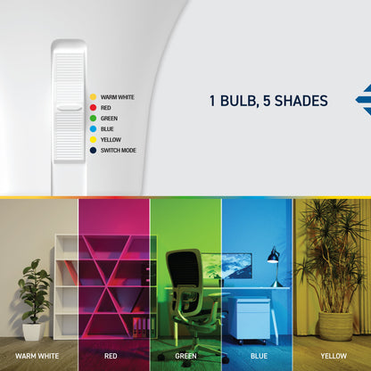 60W Replacement A19 Color Changing + White Medium E26 Base Non-Dimmable LED Party Light Bulb