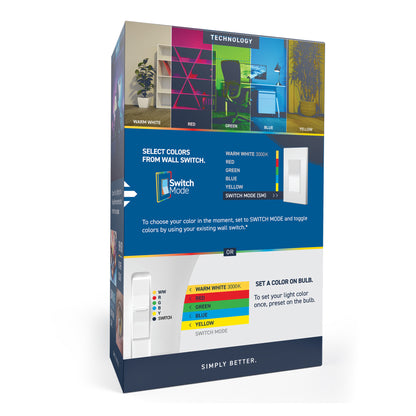 60W Replacement A19 Color Changing + White Medium E26 Base Non-Dimmable LED Party Light Bulb