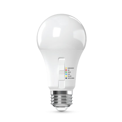 60W Replacement A19 Color Changing + White Medium E26 Base Non-Dimmable LED Party Light Bulb