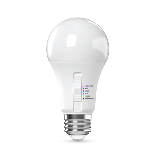 60W Replacement A19 Color Changing + White Medium E26 Base Non-Dimmable LED Party Light Bulb