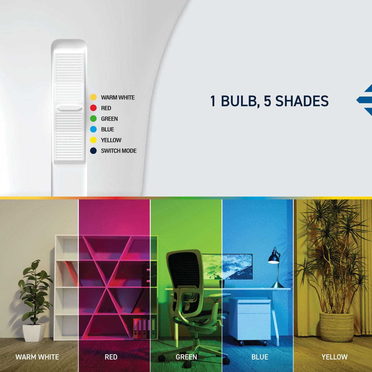 60W Replacement A19 Color Changing + White Medium E26 Base Non-Dimmable LED Party Light Bulb