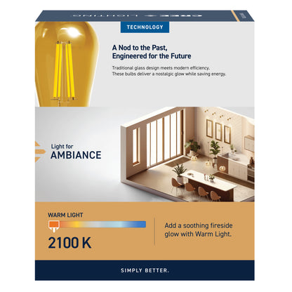 60W Replacement ST19 Vintage Filament Warm Light Medium E26 Base Dimmable LED Light Bulb (2-Pack)