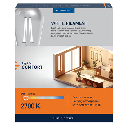 60W Replacement ST19 White Filament Soft White Medium E26 Base Dimmable LED Light Bulb (2-Pack)