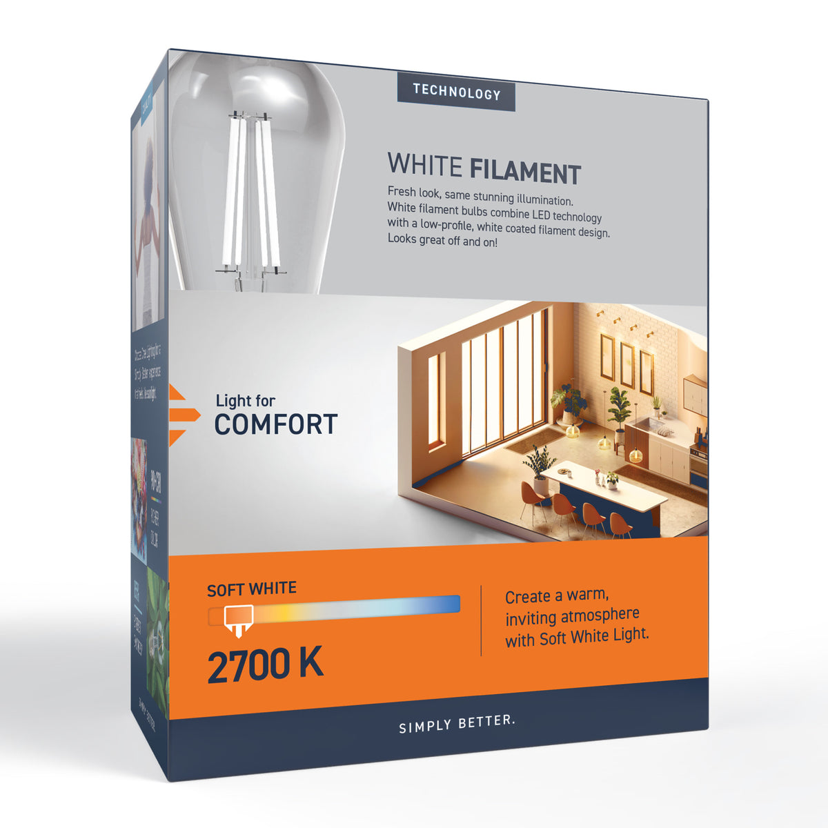 60W Replacement ST19 White Filament Soft White Medium E26 Base Dimmable LED Light Bulb (2-Pack)