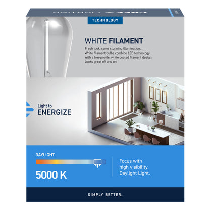 60W Replacement ST19 White Filament Daylight Medium E26 Base Dimmable LED Light Bulb (2-Pack)