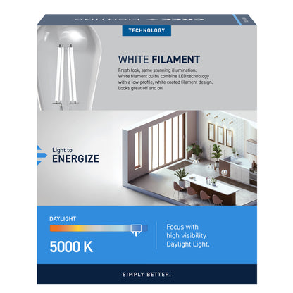 60W Replacement ST19 White Filament Daylight Medium E26 Base Dimmable LED Light Bulb (2-Pack)