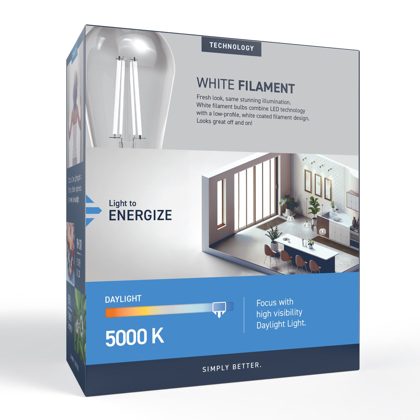 60W Replacement ST19 White Filament Daylight Medium E26 Base Dimmable LED Light Bulb (2-Pack)