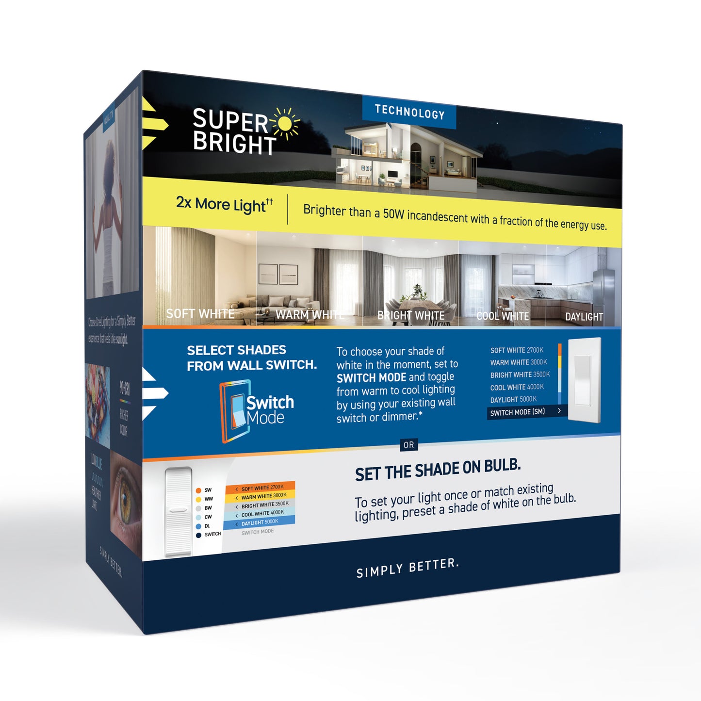 75W Replacement R20 5 Shades + Switch Mode Medium E26 Base Dimmable LED Light Bulb (2-Pack)