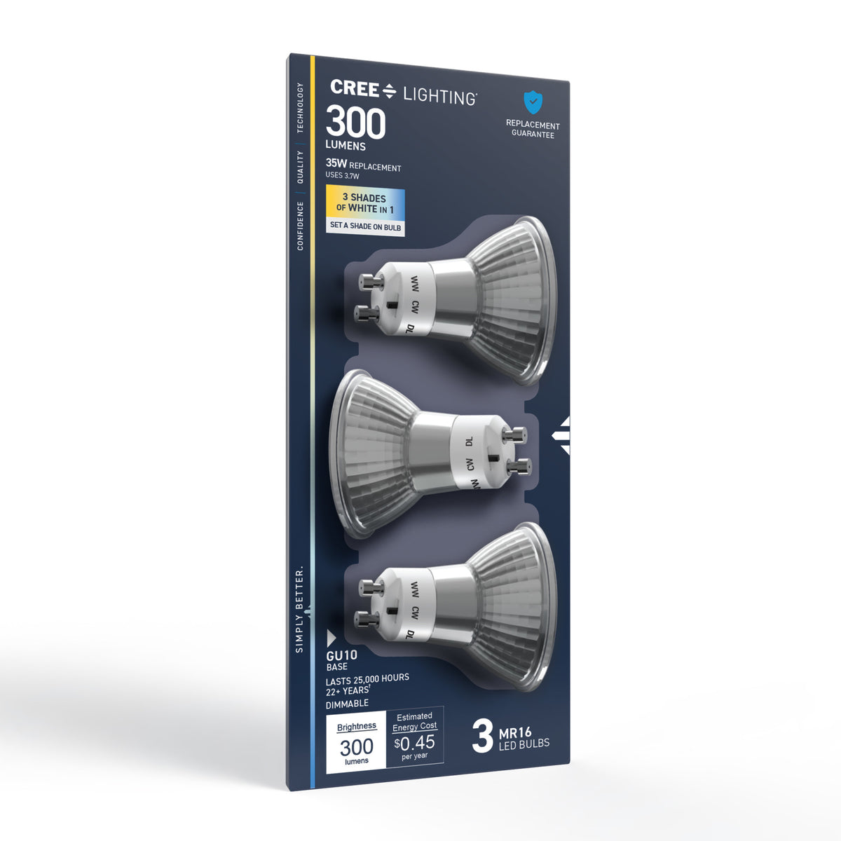 35W Replacement MR16 Switchable White Twist Lock GU10 Base Dimmable LED Light Bulb (3-Pack)