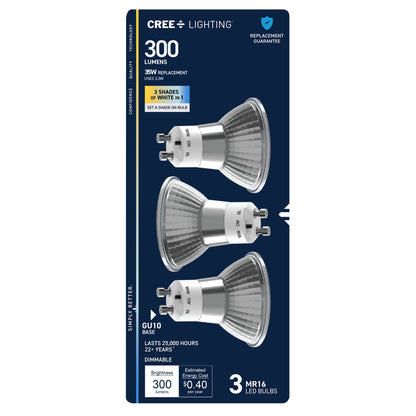 35W Replacement MR16 Switchable White Twist Lock GU10 Base Dimmable LED Light Bulb (3-Pack)