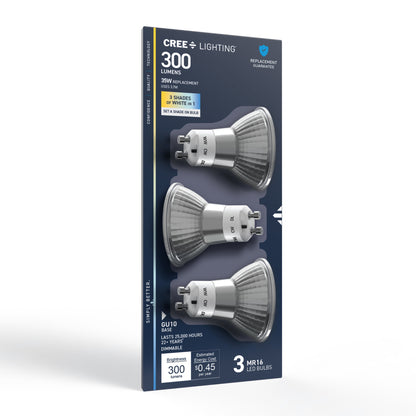 35W Replacement MR16 Switchable White Twist Lock GU10 Base Dimmable LED Light Bulb (3-Pack)