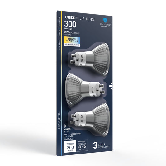 35W Replacement MR16 Switchable White Twist Lock GU10 Base Dimmable LED Light Bulb (3-Pack)
