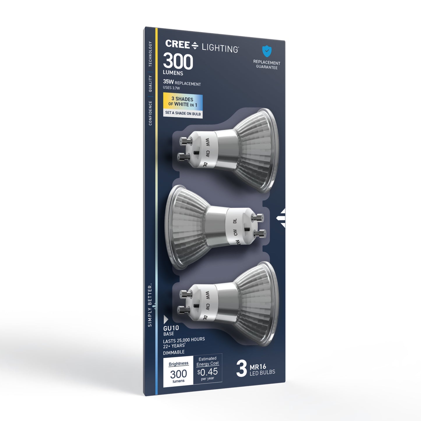 35W Replacement MR16 Switchable White Twist Lock GU10 Base Dimmable LED Light Bulb (3-Pack)