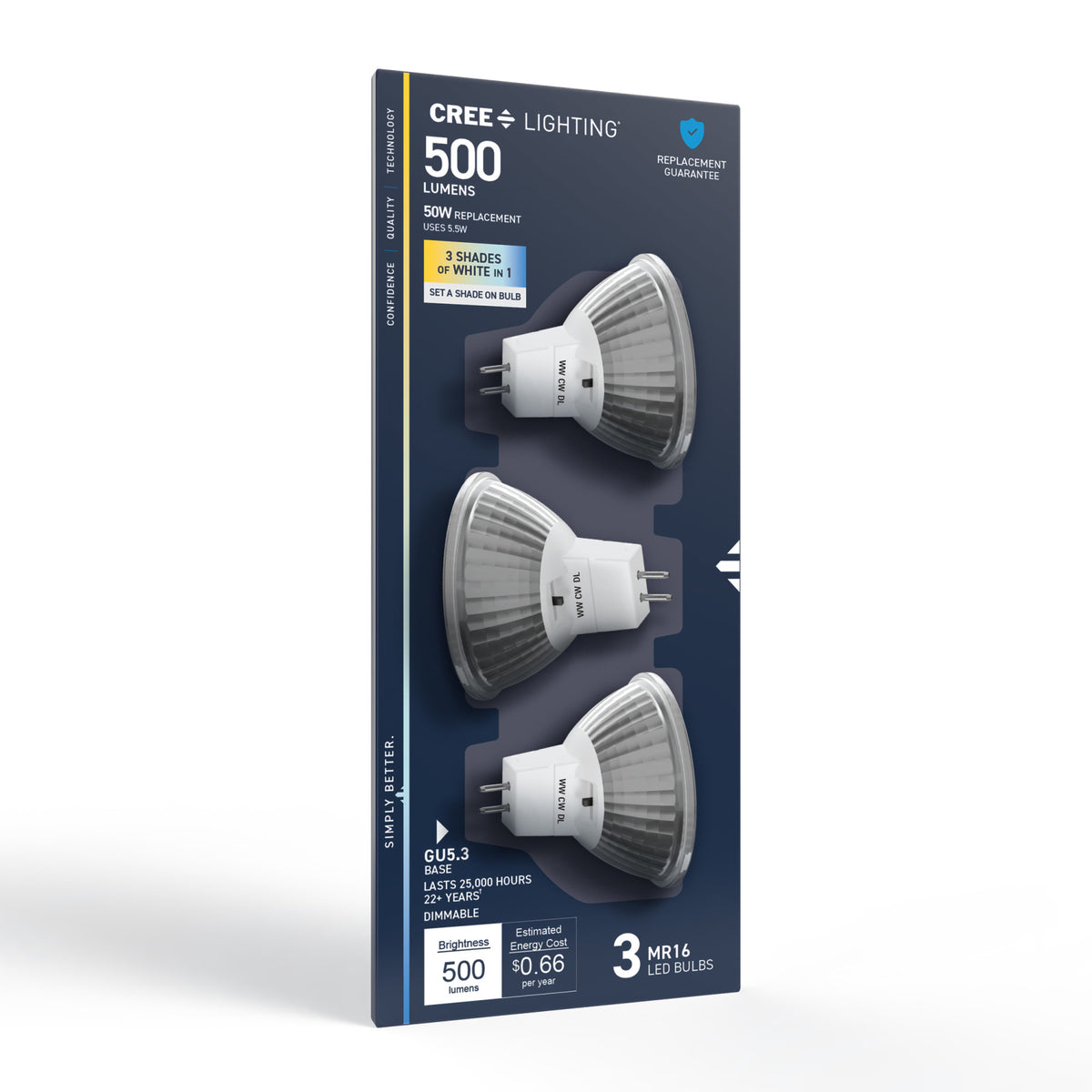50W Replacement MR16 Switchable White Bi-Pin GU5.3 Base Dimmable LED Light Bulb (3-Pack)