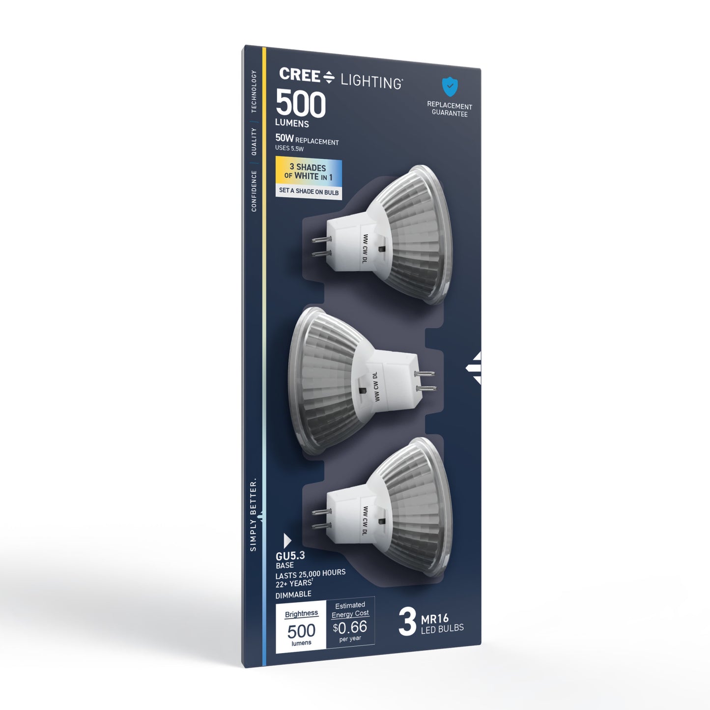 50W Replacement MR16 Switchable White Bi-Pin GU5.3 Base Dimmable LED Light Bulb (3-Pack)
