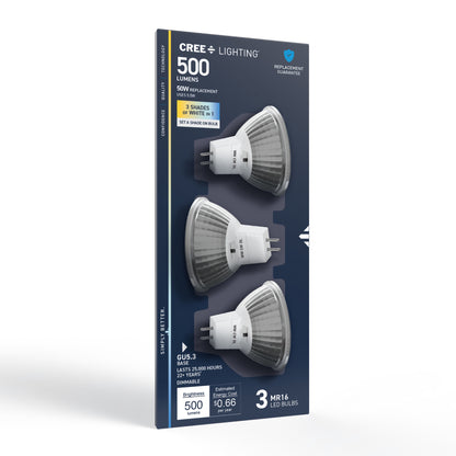 50W Replacement MR16 Switchable White Bi-Pin GU5.3 Base Dimmable LED Light Bulb (3-Pack)