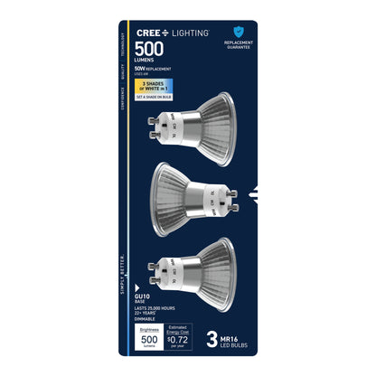 50W Replacement MR16 Switchable White Twist Lock GU10 Base Dimmable LED Light Bulb (3-Pack)