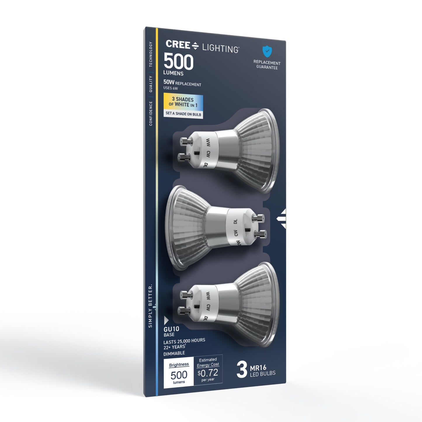 50W Replacement MR16 Switchable White Twist Lock GU10 Base Dimmable LED Light Bulb (3-Pack)