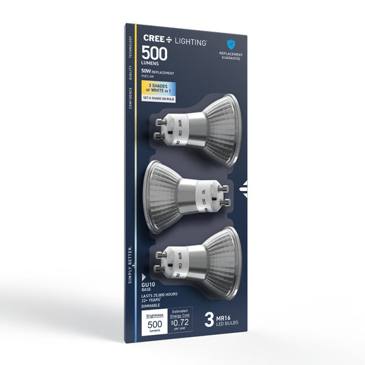 50W Replacement MR16 Switchable White Twist Lock GU10 Base Dimmable LED Light Bulb (3-Pack)