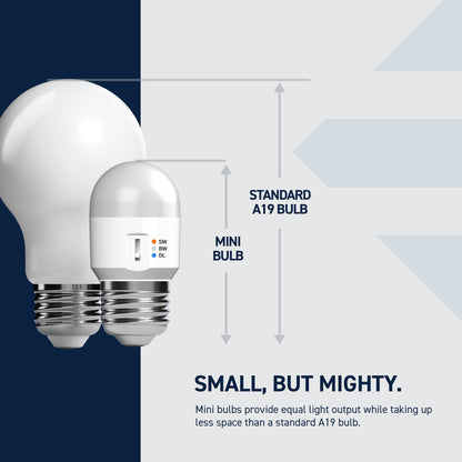 60W Replacement Mini Switchable White Medium E26 Base Dimmable LED Light Bulb (3-Pack)