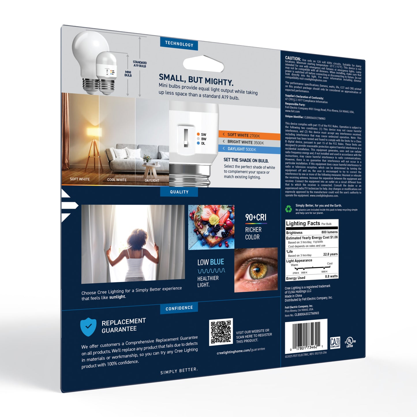 60W Replacement Mini Switchable White Medium E26 Base Dimmable LED Light Bulb (3-Pack)