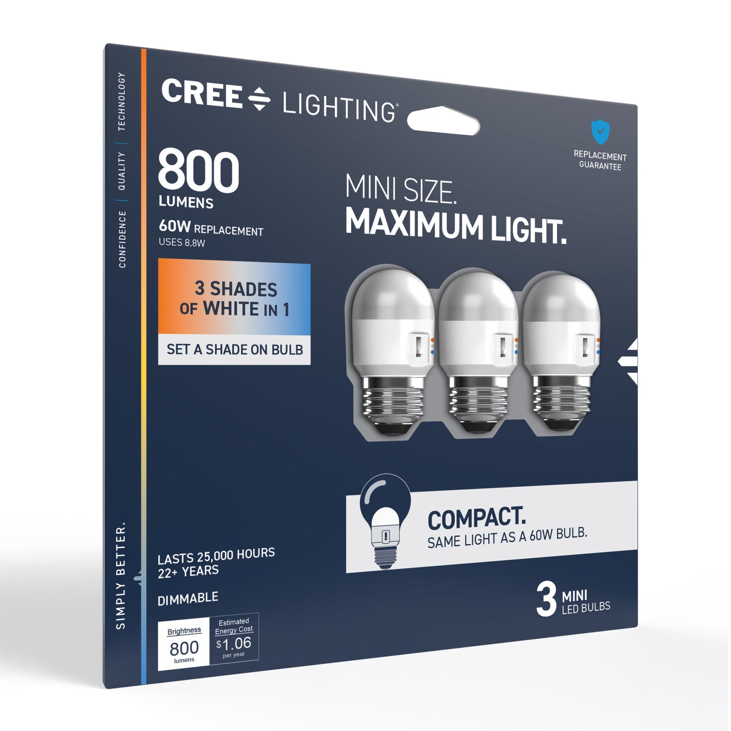 60W Replacement Mini Switchable White Medium E26 Base Dimmable LED Light Bulb (3-Pack)