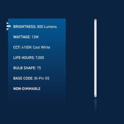 13W 21in T5 Cool White G5 Base Non-Dimmable Linear Fluorescent Light Tube
