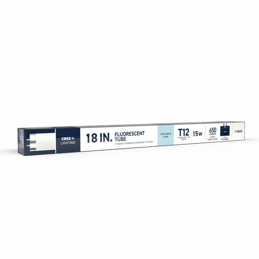15W 18in T12 Cool White G13 Base Non-Dimmable Linear Fluorescent Light Tube