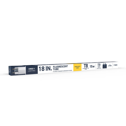 15W 18in T8 Warm White G13 Base Non-Dimmable Linear Fluorescent Light Tube