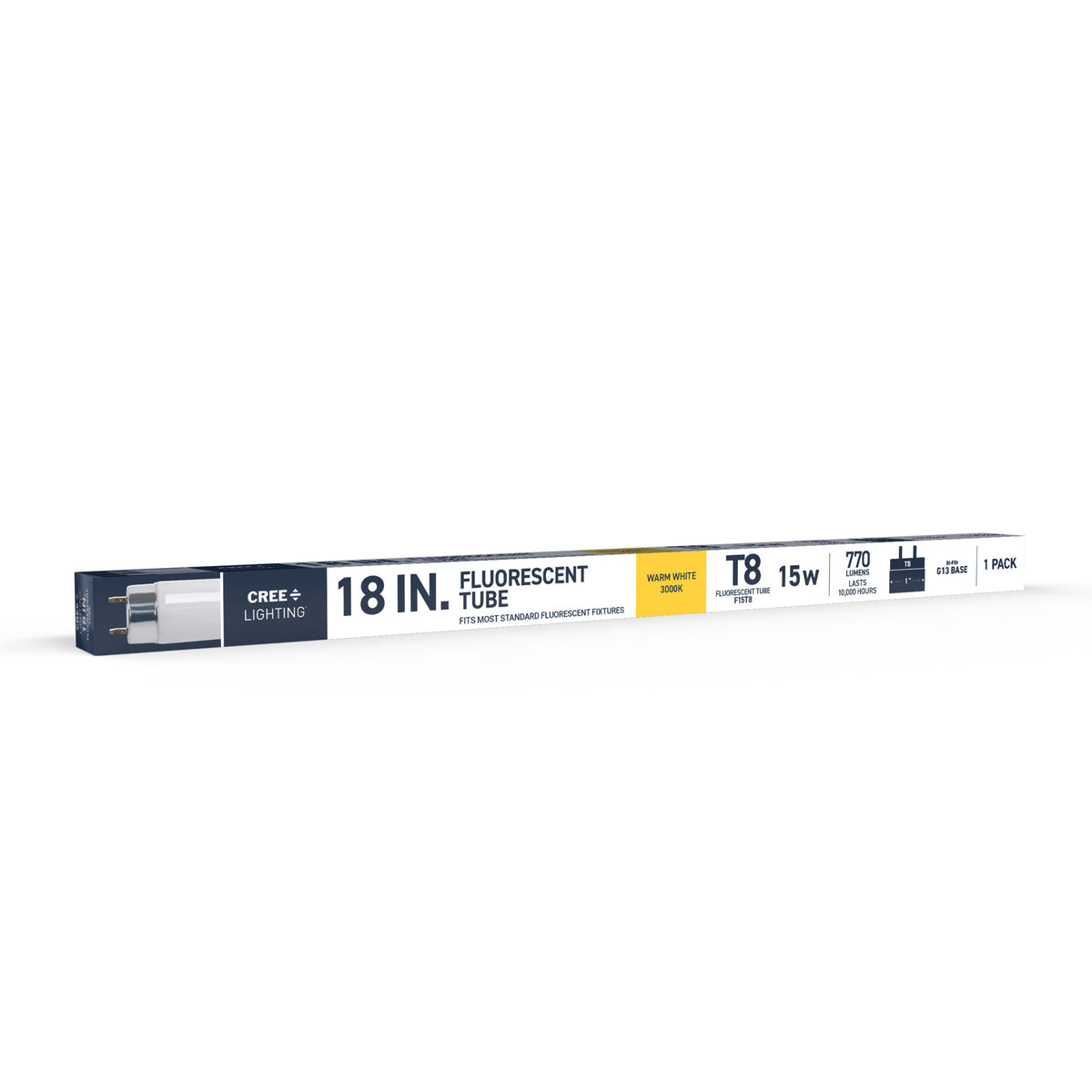 15W 18in T8 Warm White G13 Base Non-Dimmable Linear Fluorescent Light Tube