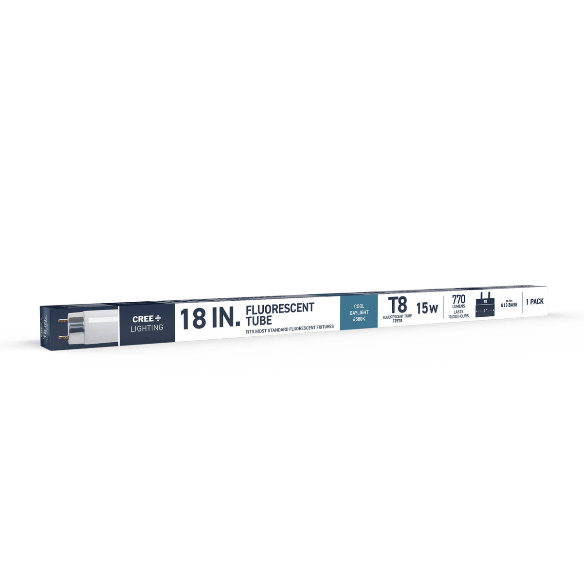 15W 18in T8 Cool Daylight G13 Base Non-Dimmable Linear Fluorescent Light Tube