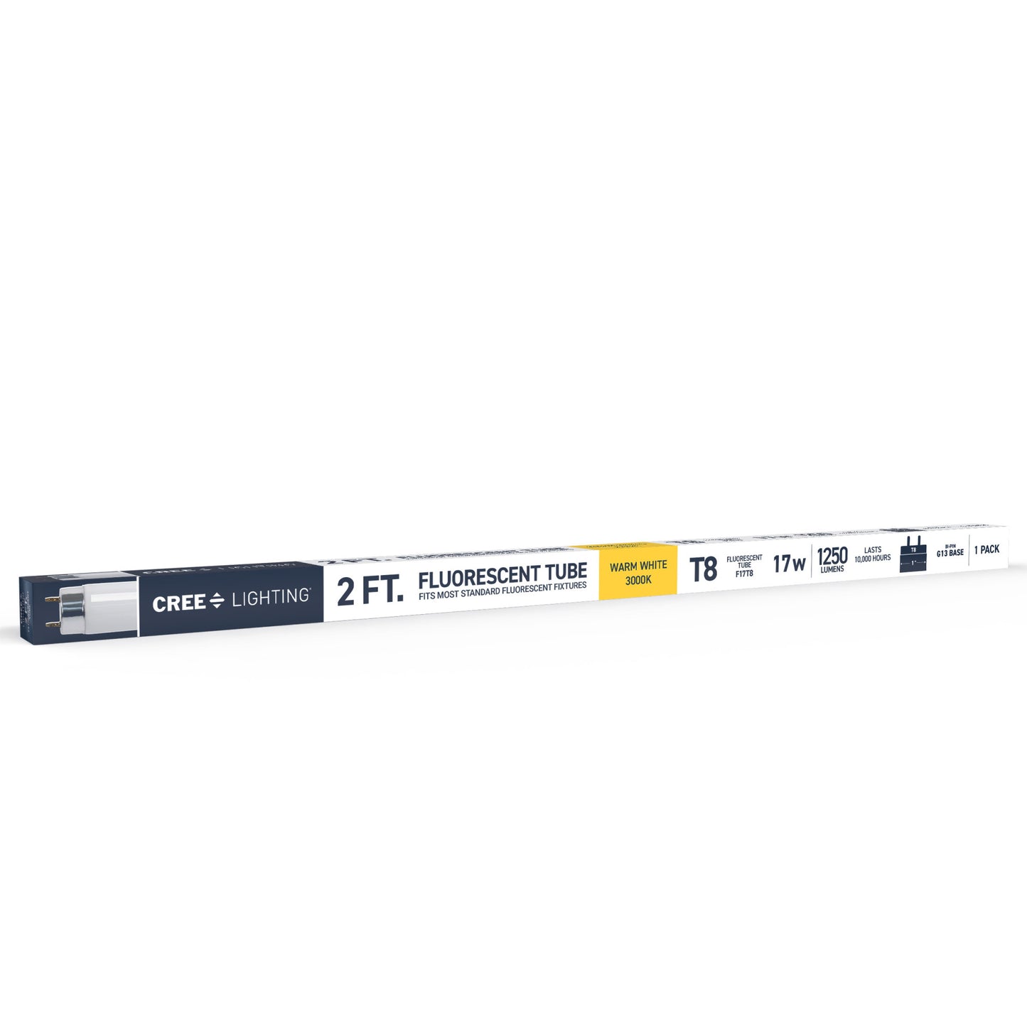 17W 2ft T8 Warm White G13 Base Non-Dimmable Linear Fluorescent Light Tube