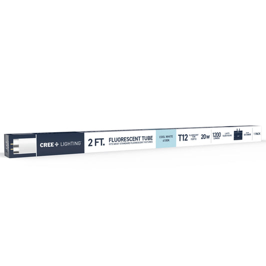20W 2ft T12 Cool White Bi-Pin G13 Base Non-Dimmable Linear Fluorescent Light Tube