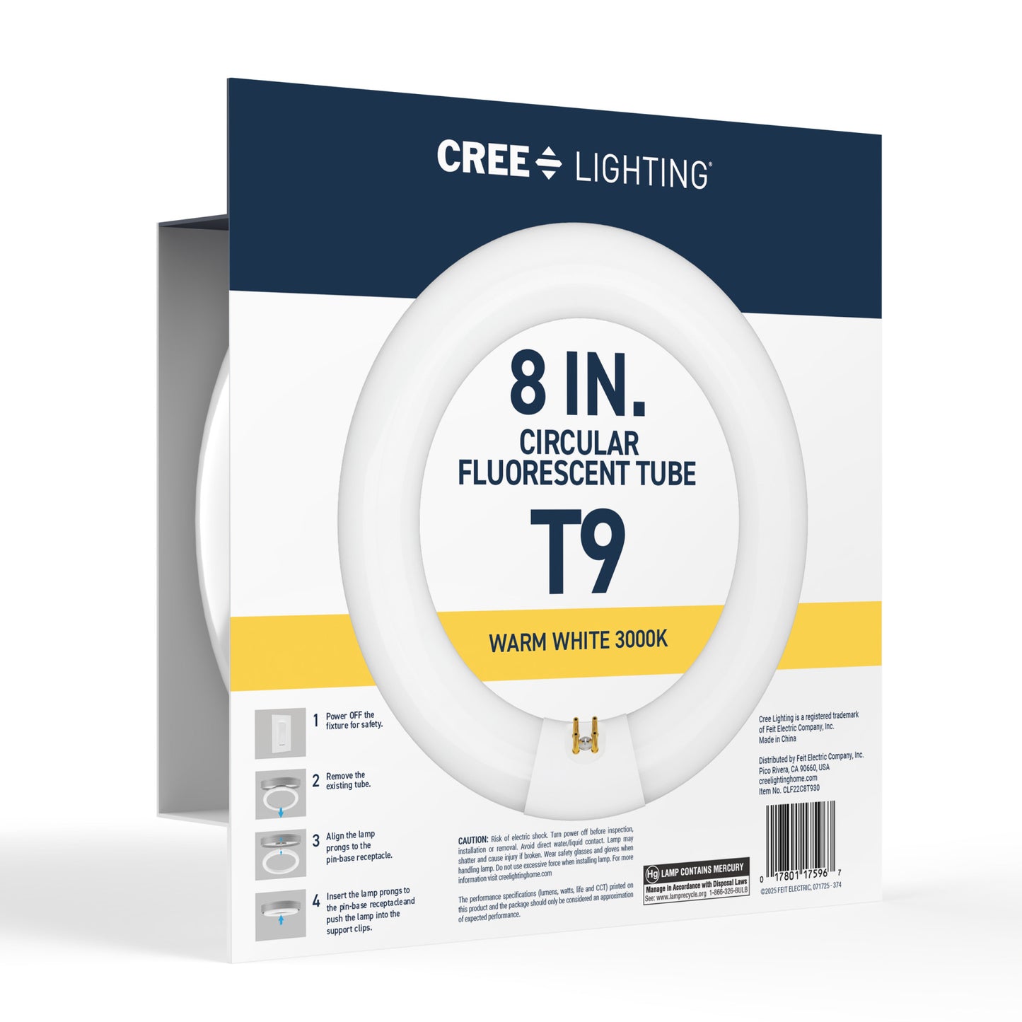 22W 8in T9 Circular Warm White 4-Pin G10q Base Non-Dimmable Fluorescent Light Tube