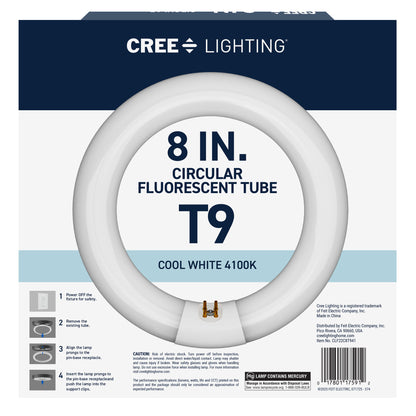 22W 8in T9 Circular Cool White 4-Pin G10q Base Non-Dimmable Fluorescent Light Tube