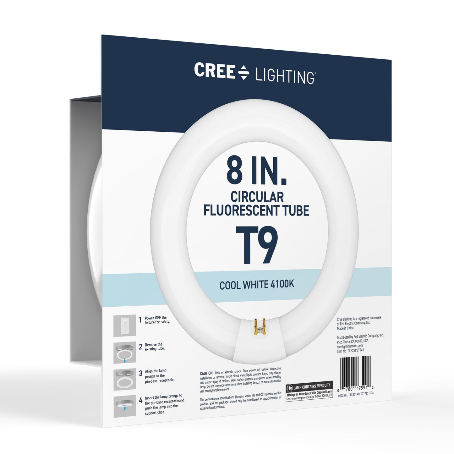 22W 8in T9 Circular Cool White 4-Pin G10q Base Non-Dimmable Fluorescent Light Tube