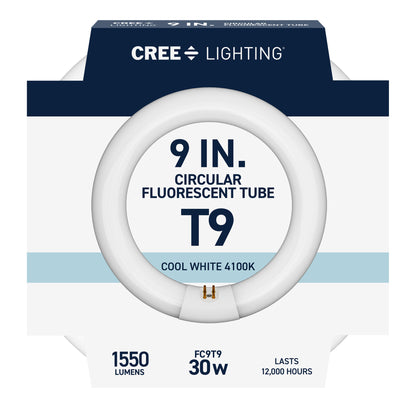 30W 9in T9 Circular Cool White 4-Pin G10q Base Non-Dimmable Fluorescent Light Tube