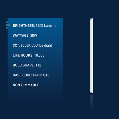 30W 3ft T12 Cool Daylight G13 Base Non-Dimmable Linear Fluorescent Light Tube