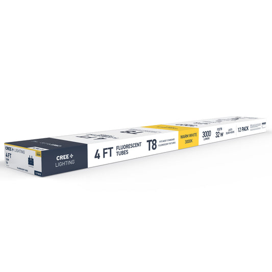 32W 4ft T8 Warm White G13 Base Non-Dimmable Linear Fluorescent Light Tube (12-Pack)